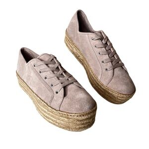 Steve Madden Hampton Tan Suede Platform Espadrille Sneakers Size 10